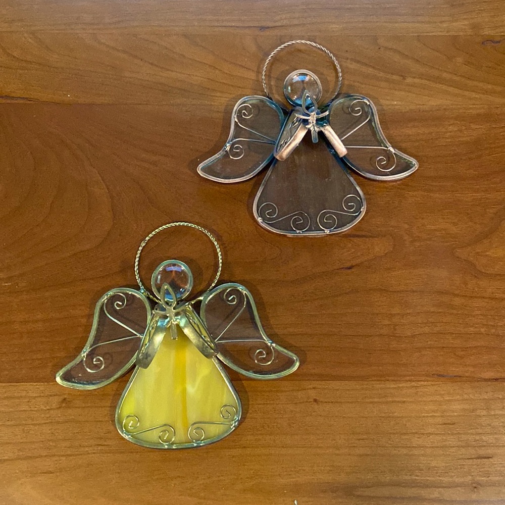 Set of two Stained Glass Angels